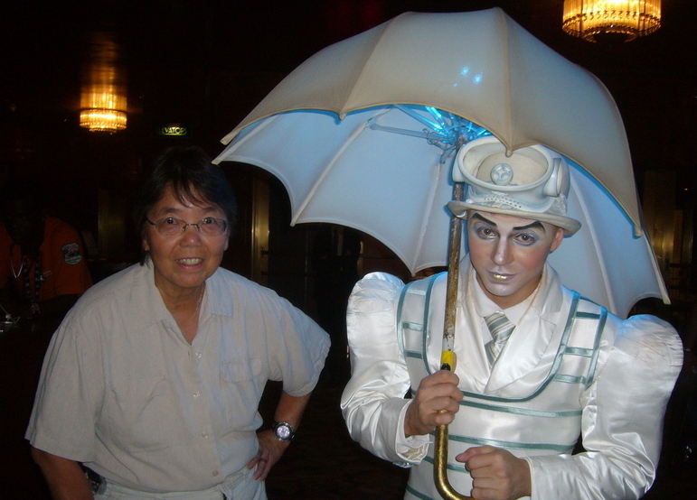 Betty at  Radio City Music Hall, NYC with one of the Cirque Du Soliel's performers