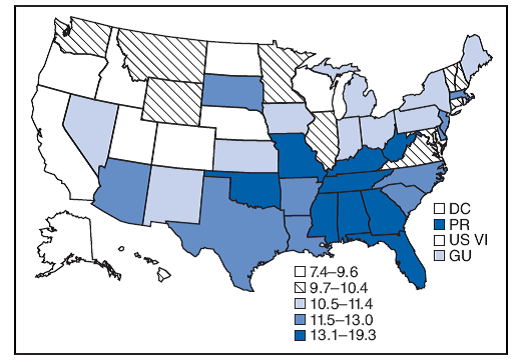 CDC - Lack of Sleep Statistics, 2008