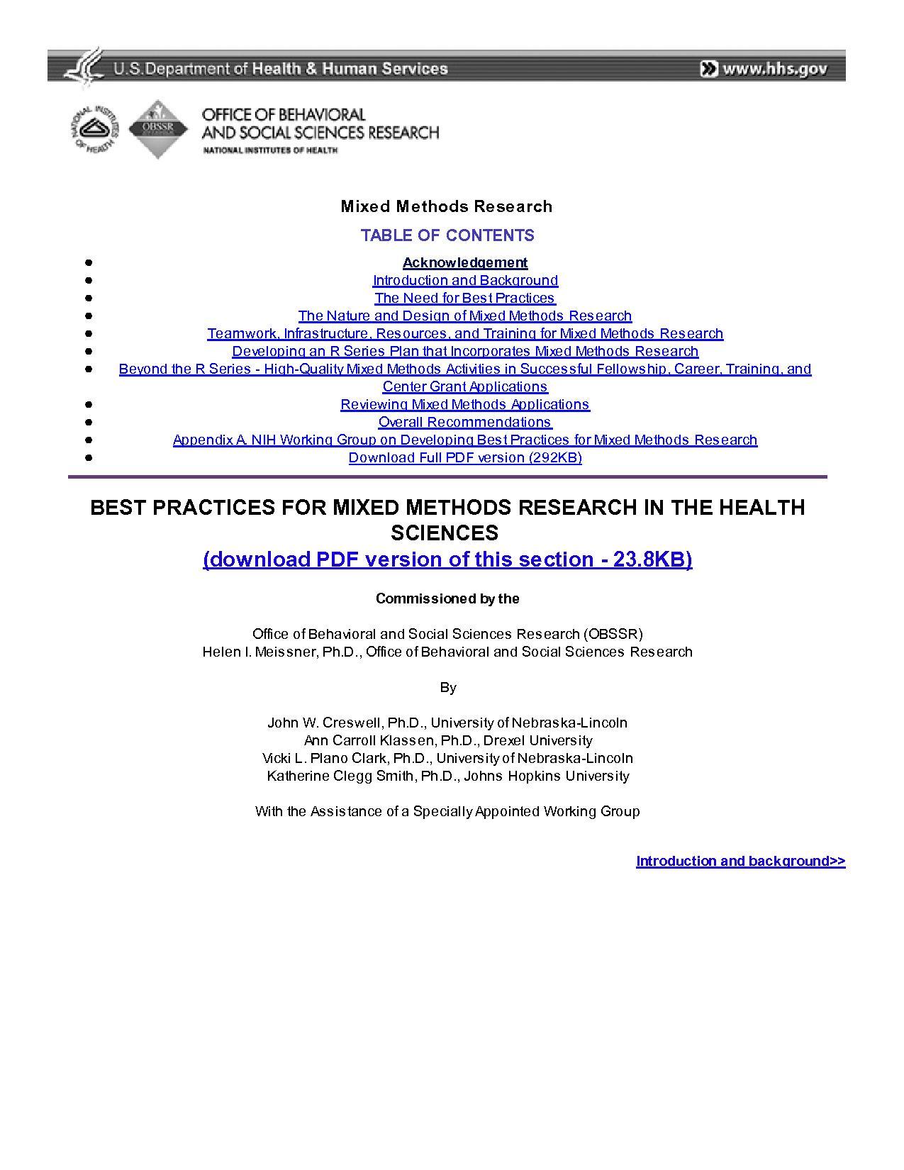 NIH's Mixed Methods Research