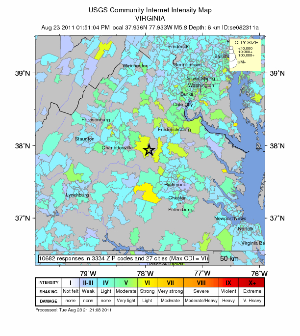 USGS - Virginia 8/23/2011 earthquake