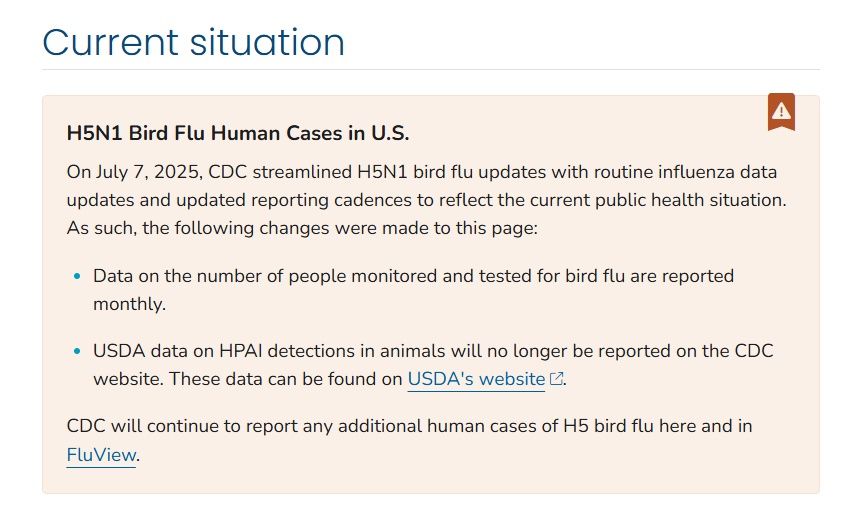 Changes to H5N1 reporting