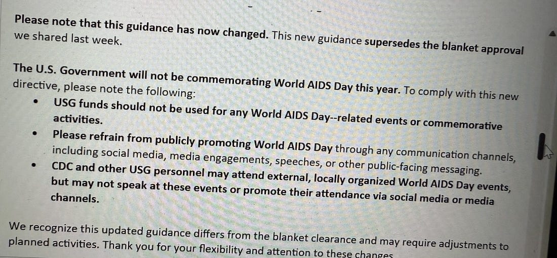 Trump bans AIDS day
