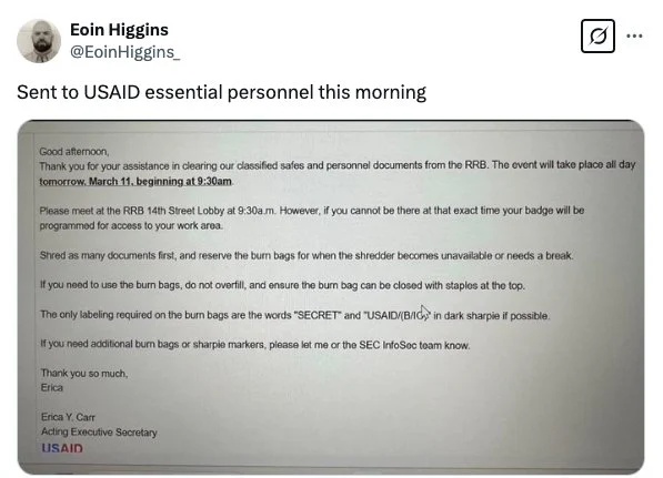 USAID destroying files