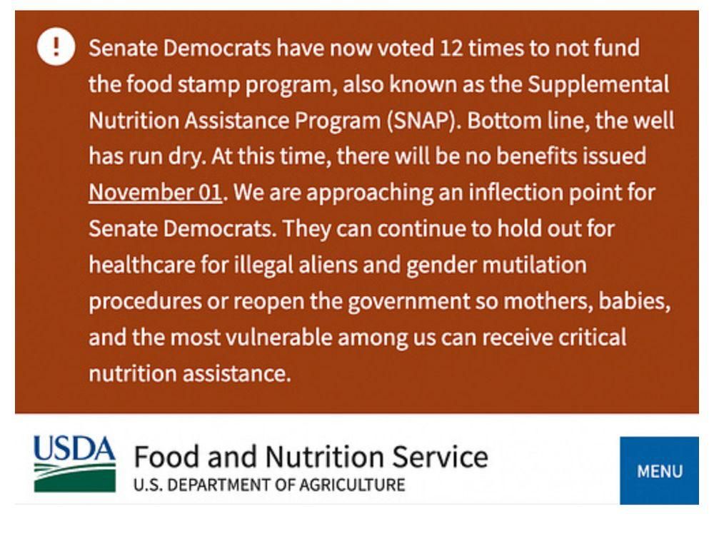 USDA SNAP Message