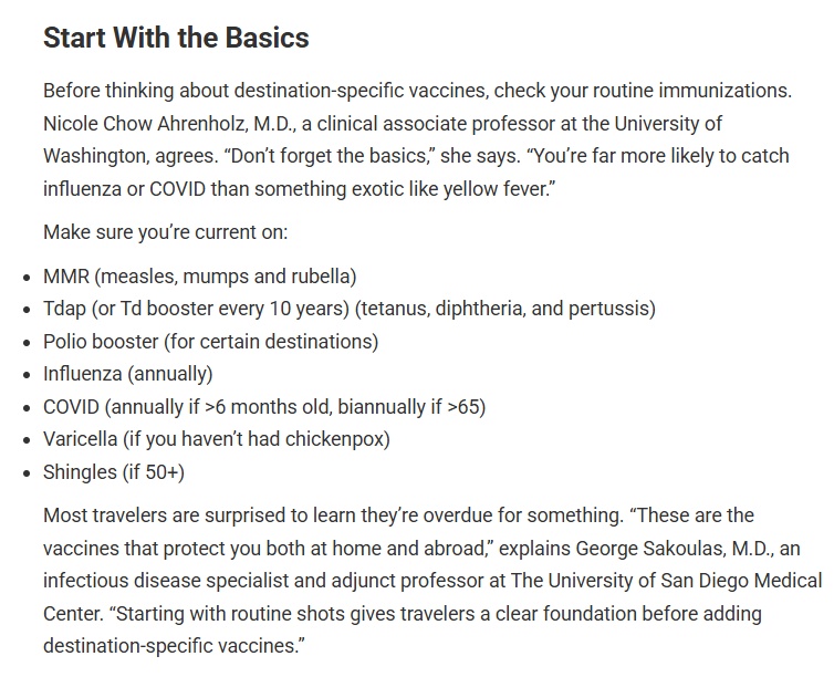 Basic Travel vaccines