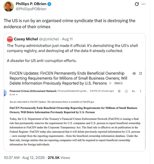 FINCEN destruction
