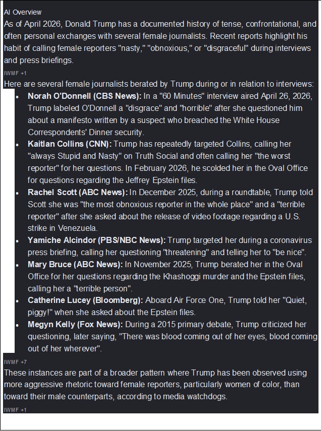 Female Journalists mistreat by Trump