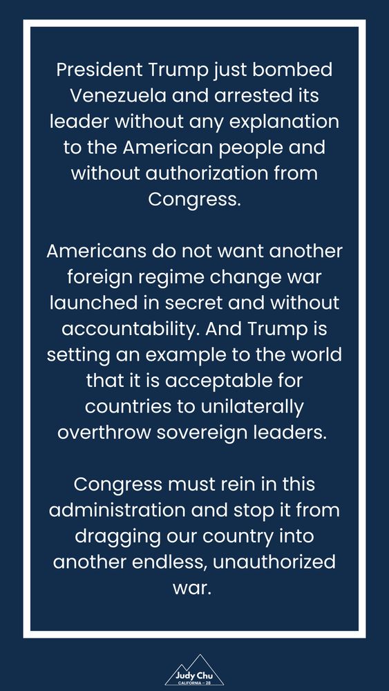 Judy Chu statement on Venezuela
