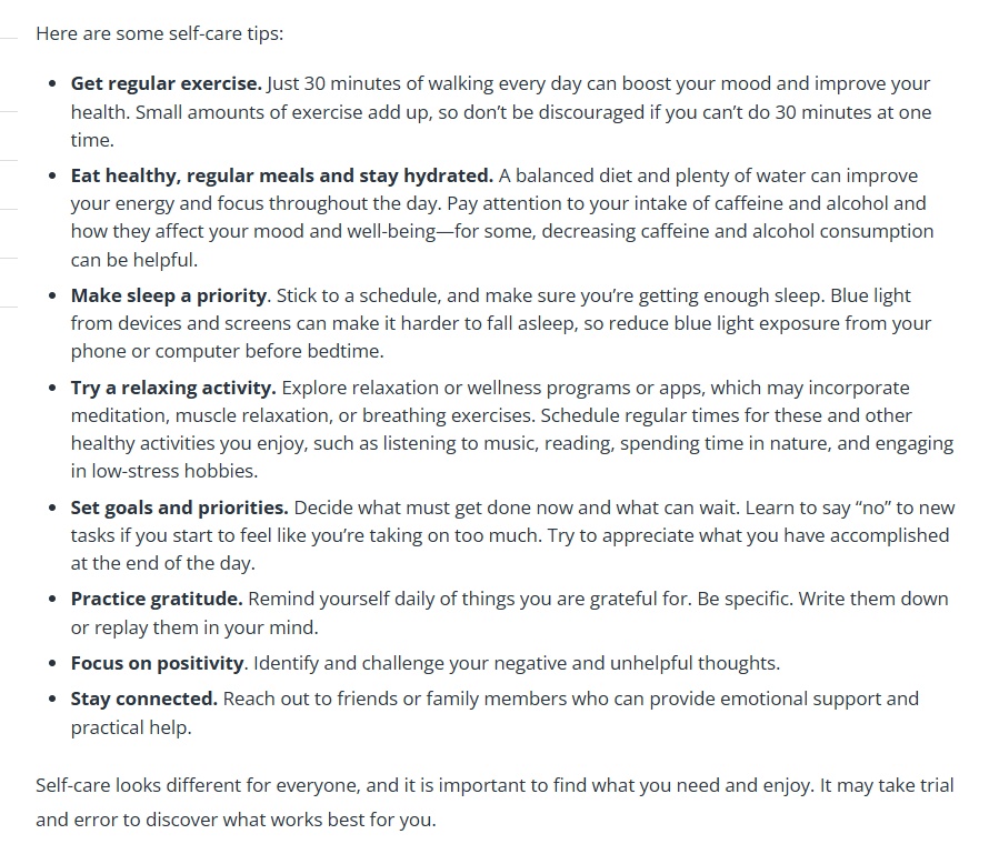 Self-care Tips