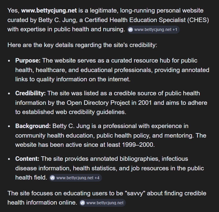 Google AI is bettycjung.net legit